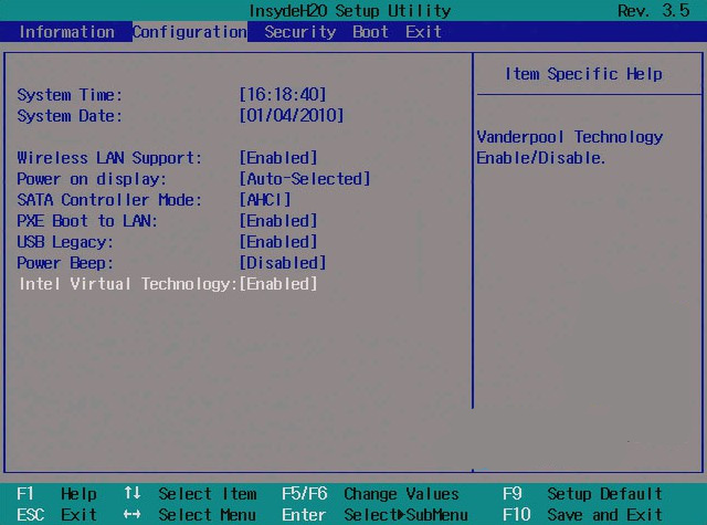 insyde20 bios机型开启vt的方法(适用于联想旧机型及f2进入bios)